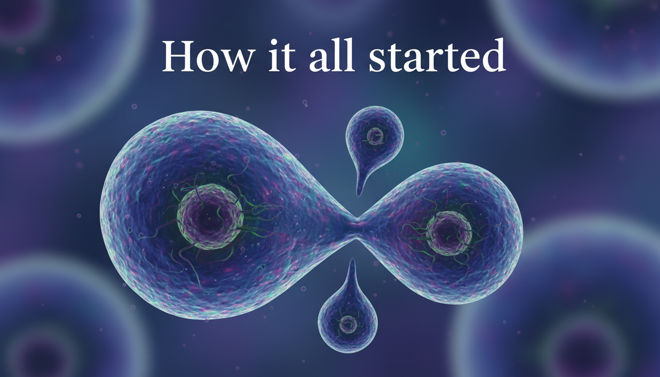 Cell division illustrating the origin of life