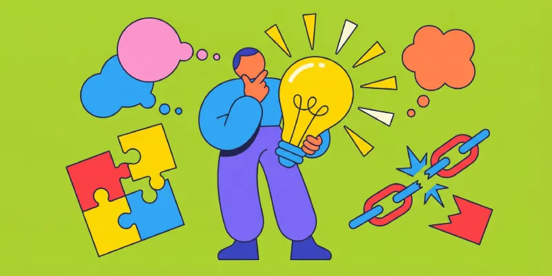 Person generating ideas and solving problems creatively