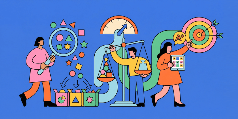 Team analyzing data to achieve goals